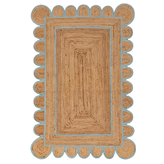 Scallop Jute with Baby Blue Border - Milagro Collective