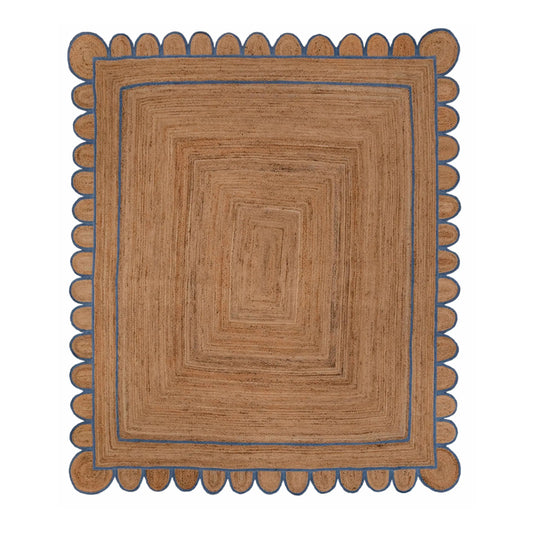 Scallop Jute with Classic Blue Border - Milagro Collective