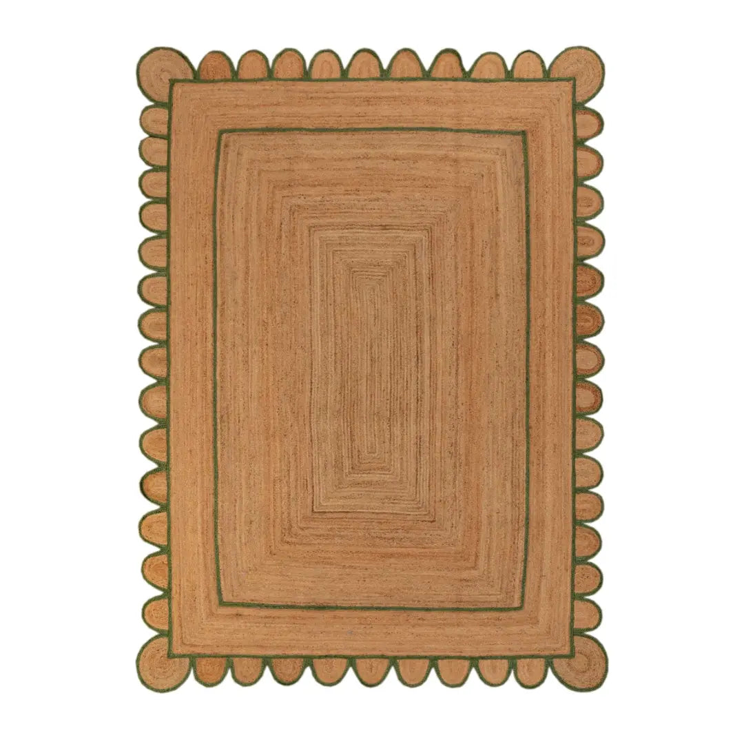 Scallop Jute with Green Border - Milagro Collective