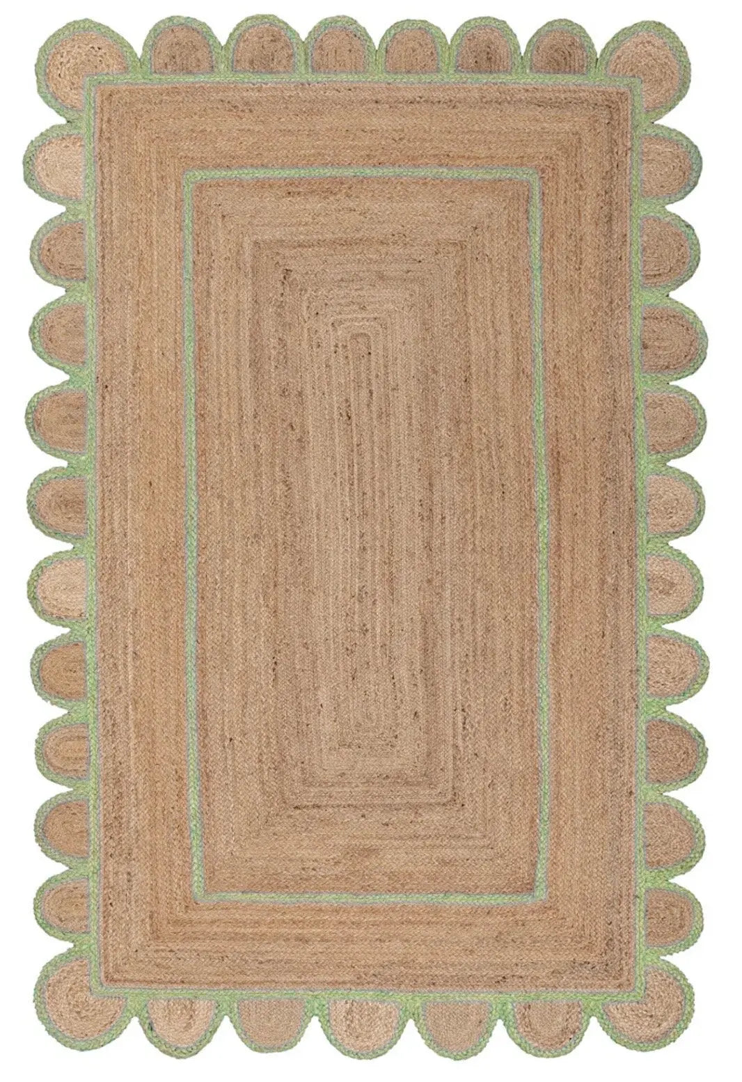 Scallop Jute with Mint Border - Milagro Collective