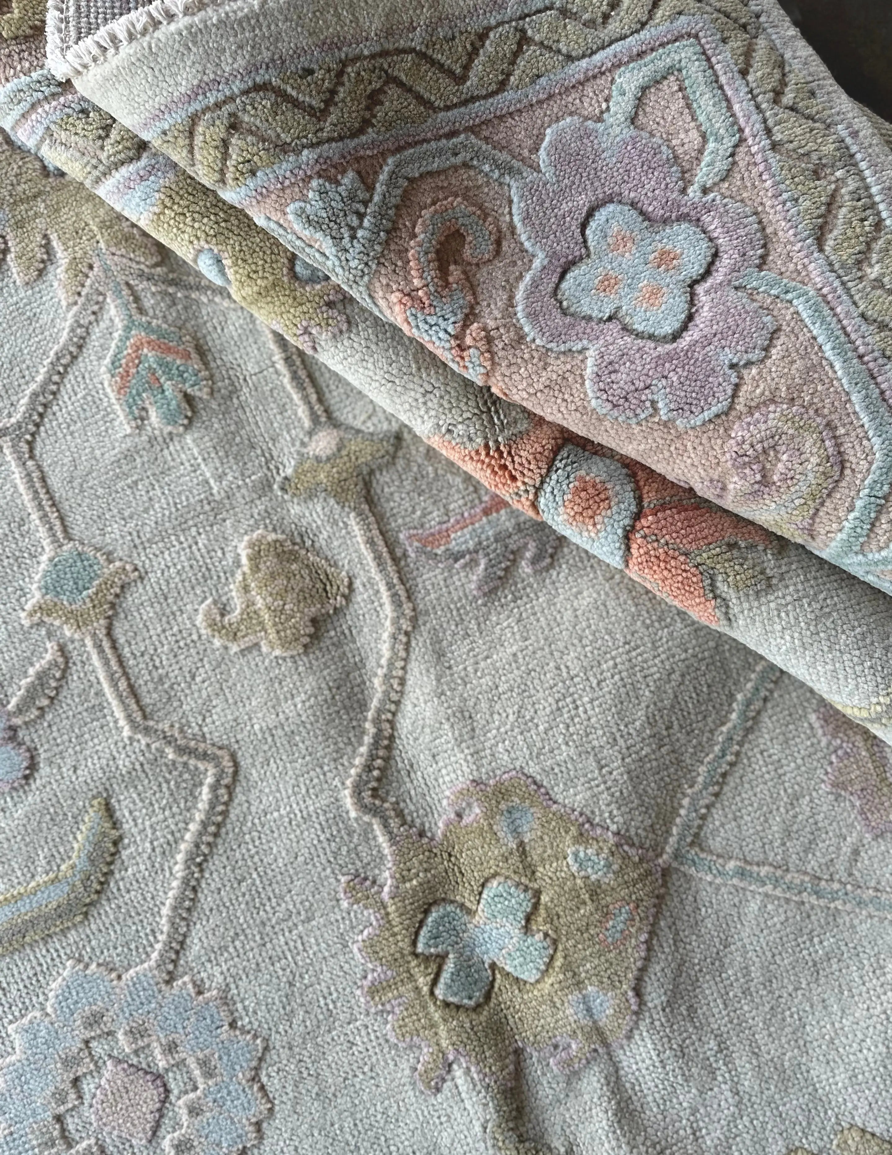 Bunny Embossed Modern Oushak - Milagro Collective