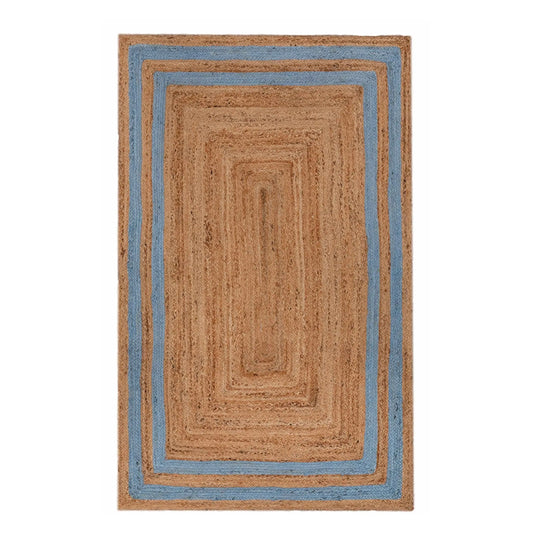 Rectangle Jute with Classic Blue Border - Milagro Collective