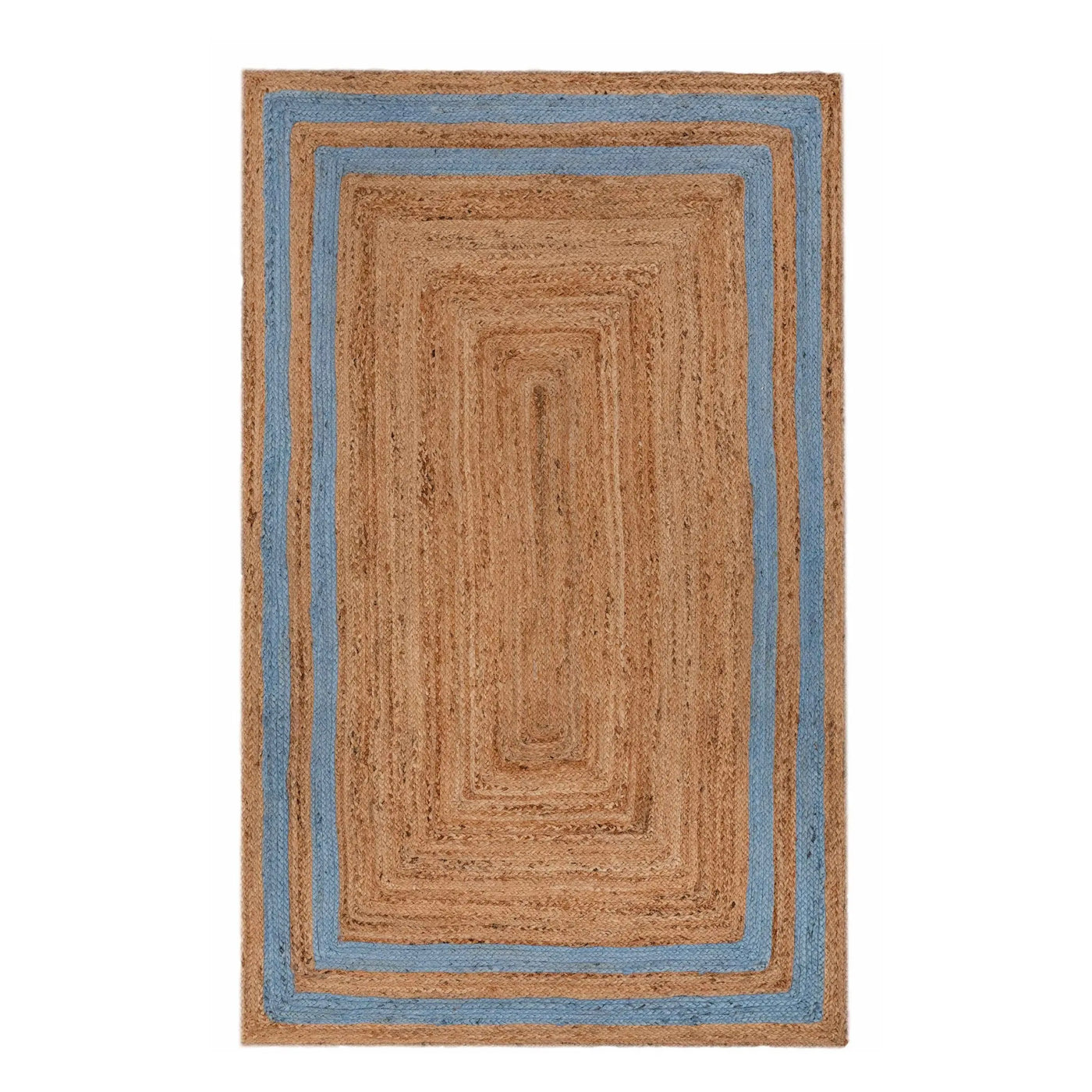 Rectangle Jute with Classic Blue Border - Milagro Collective