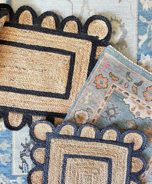 Rectangle Jute with Navy Border - Milagro Collective