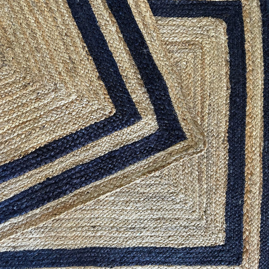 Rectangle Jute with Navy Border - Milagro Collective