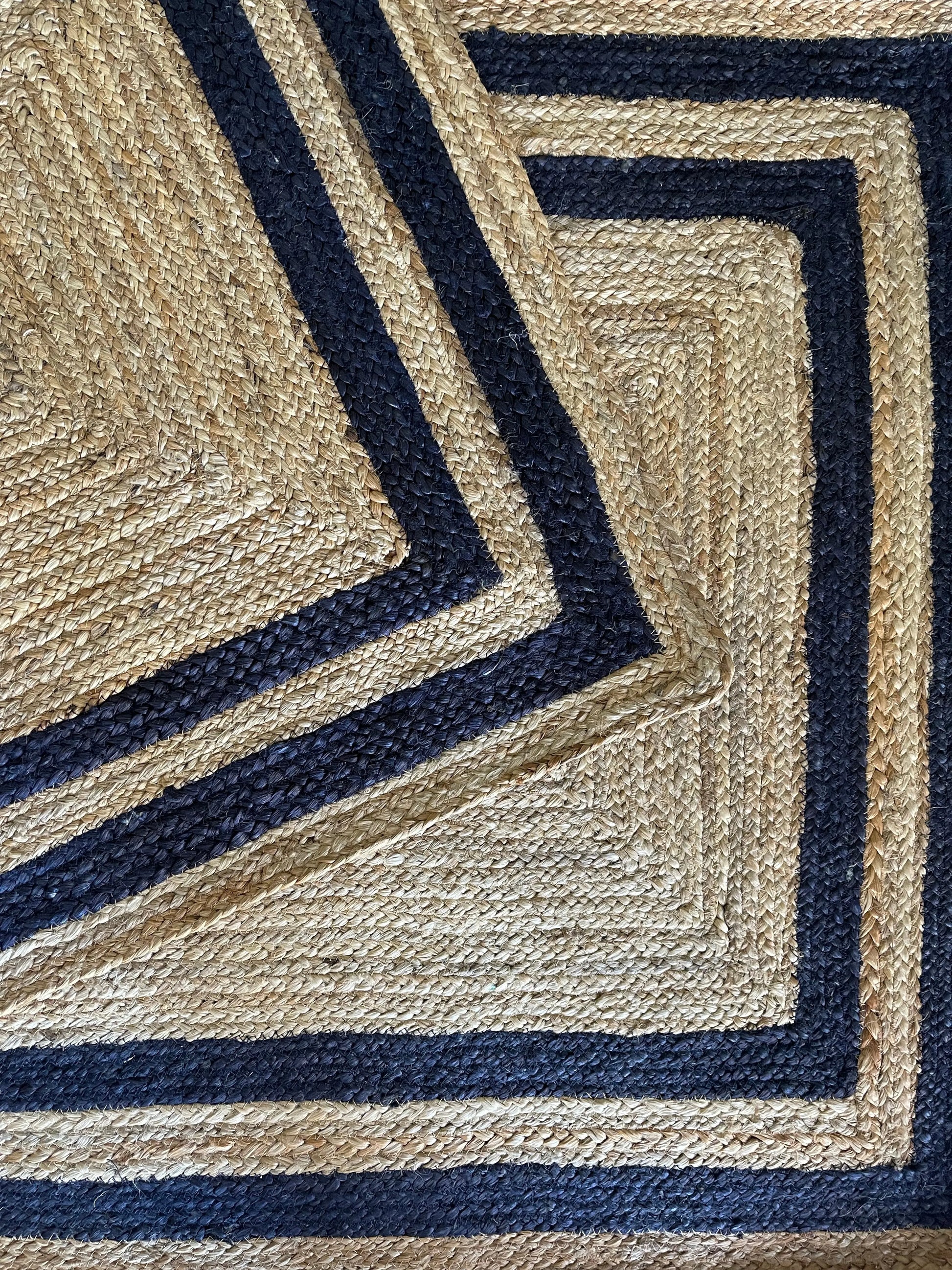 Rectangle Jute with Navy Border - Milagro Collective