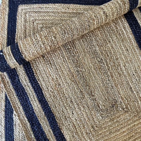 Rectangle Jute with Navy Border - Milagro Collective