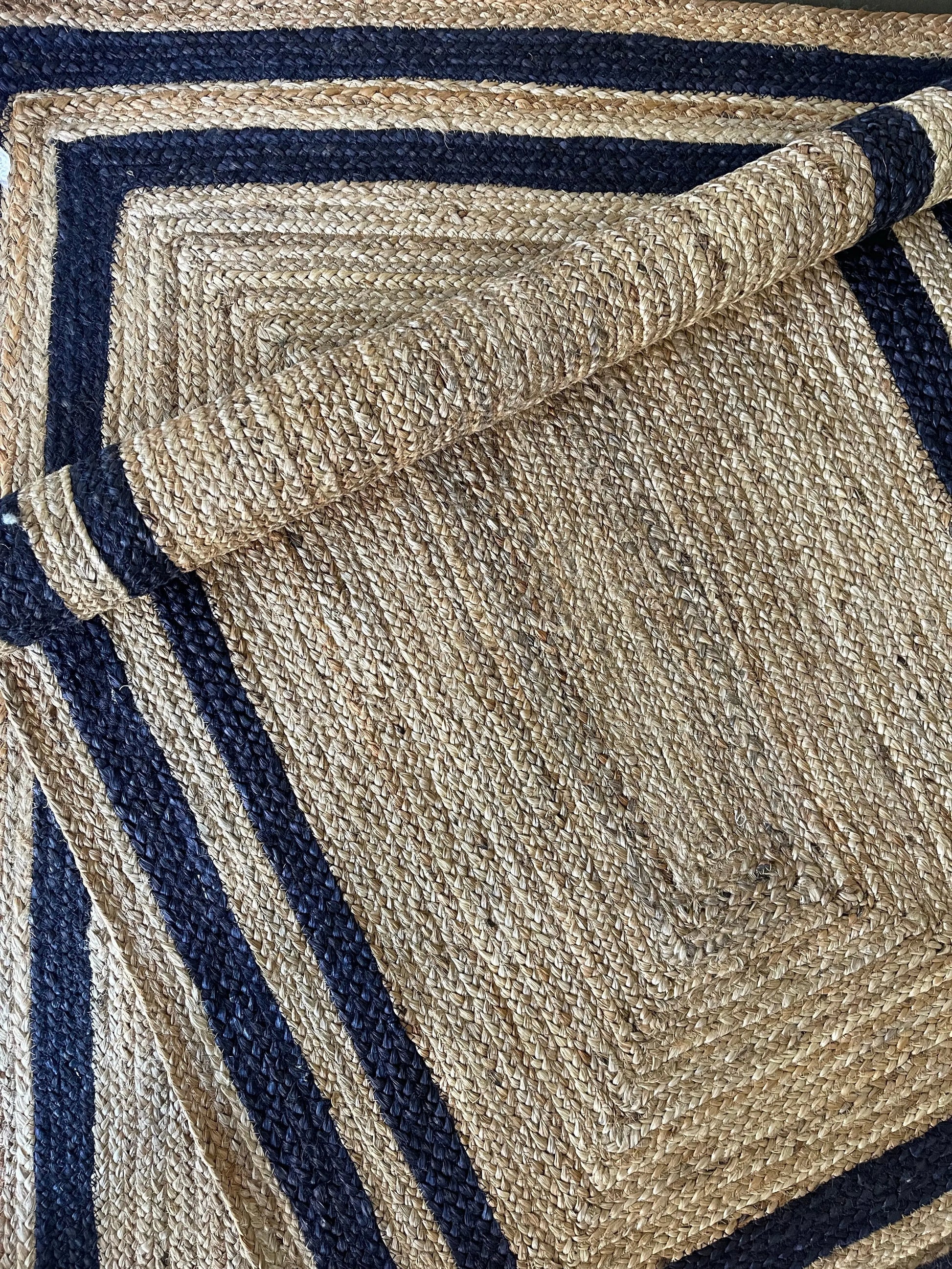 Rectangle Jute with Navy Border - Milagro Collective