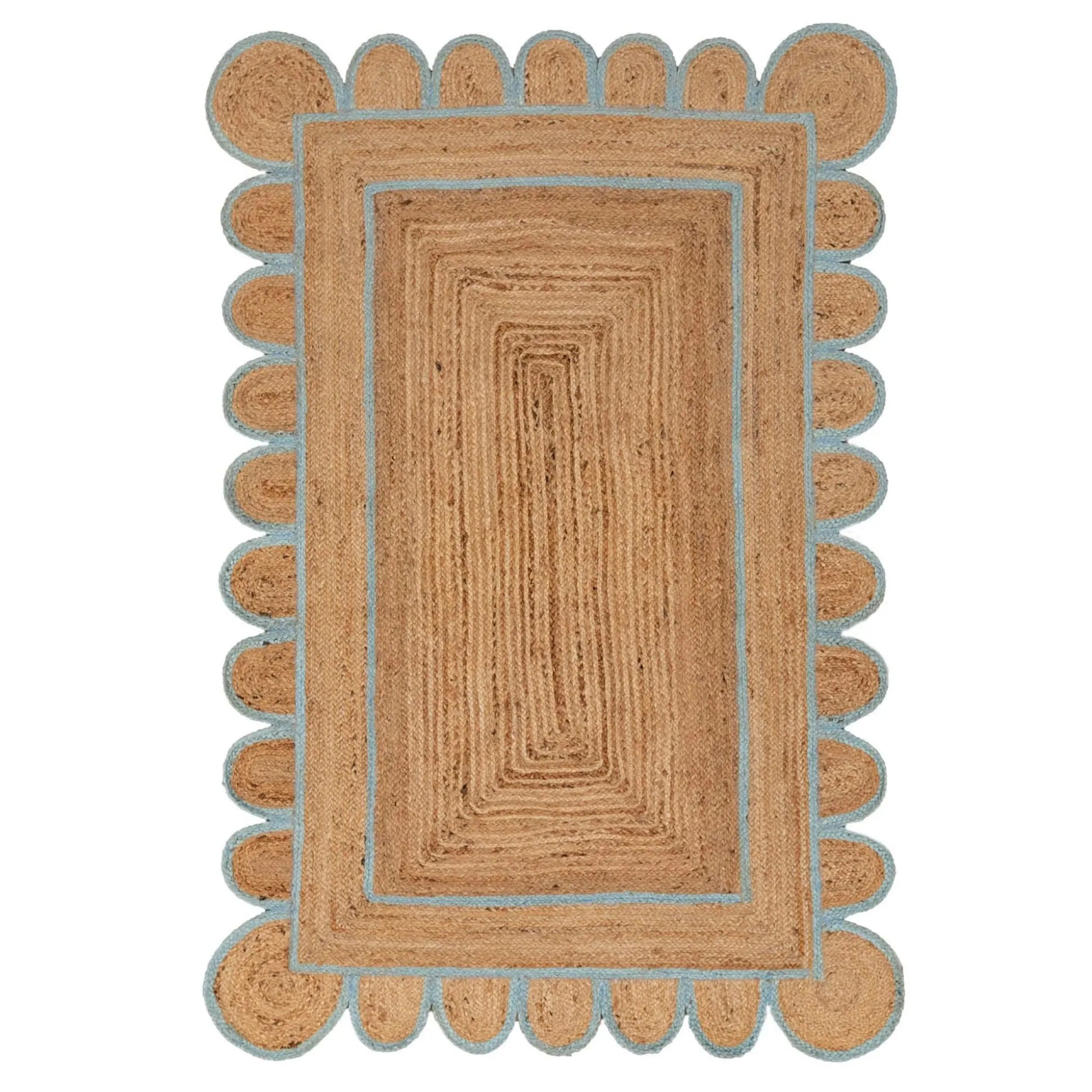 Scallop Jute with Baby Blue Border - Milagro Collective