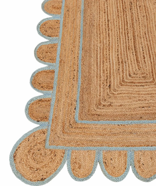 Scallop Jute with Baby Blue Border - Milagro Collective