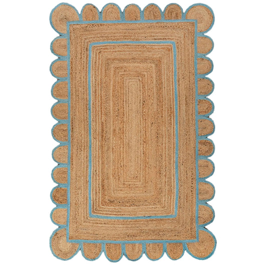 Scallop Jute with Blue Border - Milagro Collective