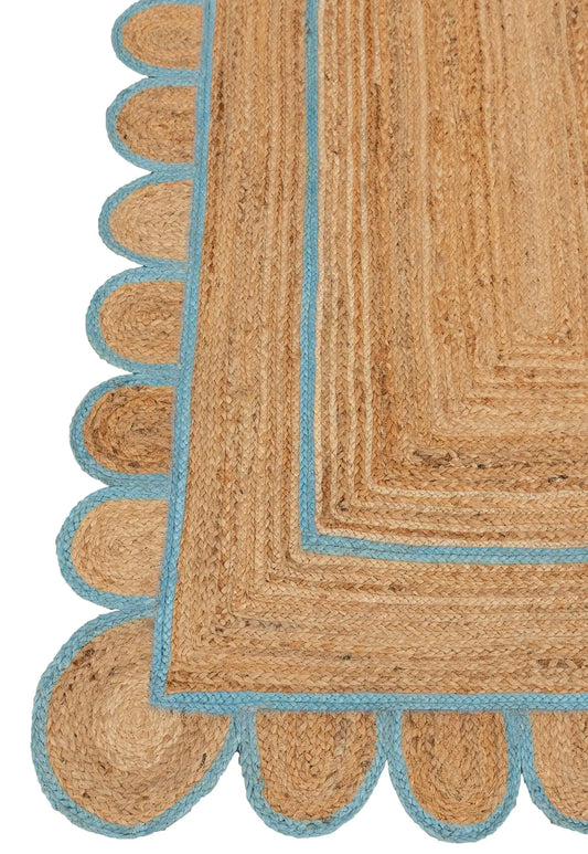 Scallop Jute with Blue Border - Milagro Collective