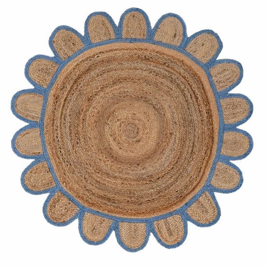 Scallop Jute with Classic Blue Border - Milagro Collective