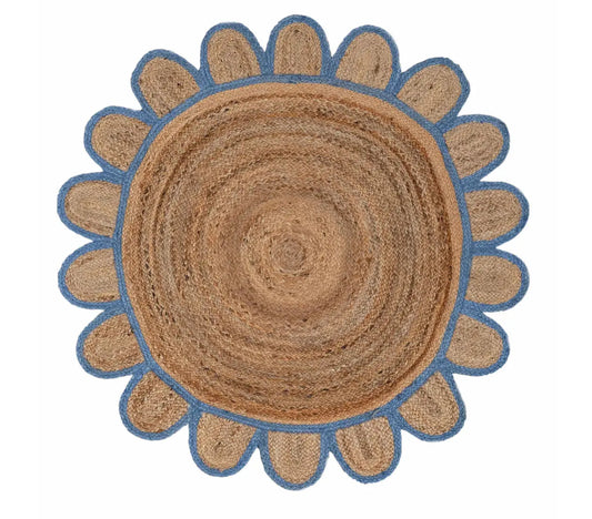 Scallop Jute with Classic Blue Border - Milagro Collective