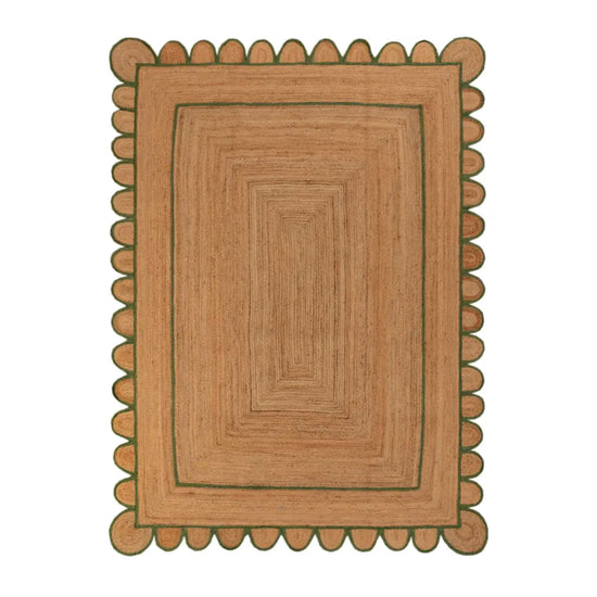 Scallop Jute with Green Border - Milagro Collective