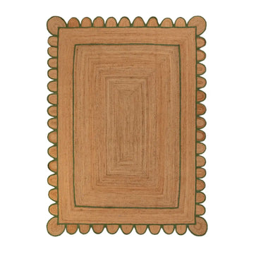 Scallop Jute with Green Border - Milagro Collective