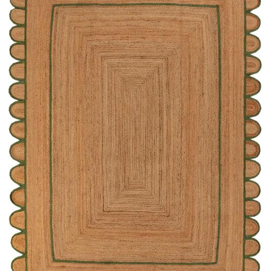 Scallop Jute with Green Border - Milagro Collective