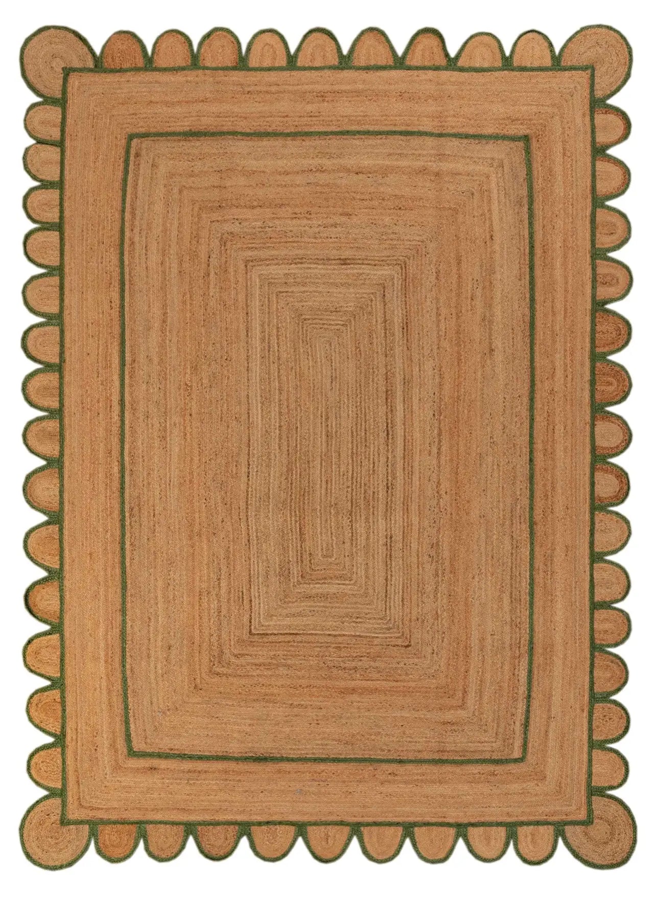 Scallop Jute with Green Border - Milagro Collective