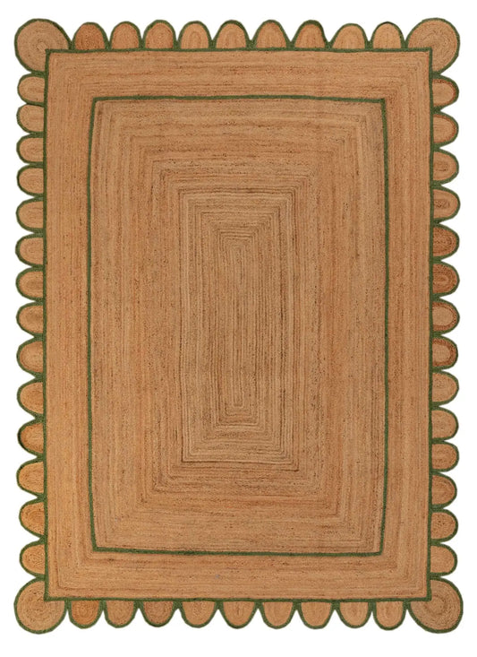 Scallop Jute with Green Border - Milagro Collective