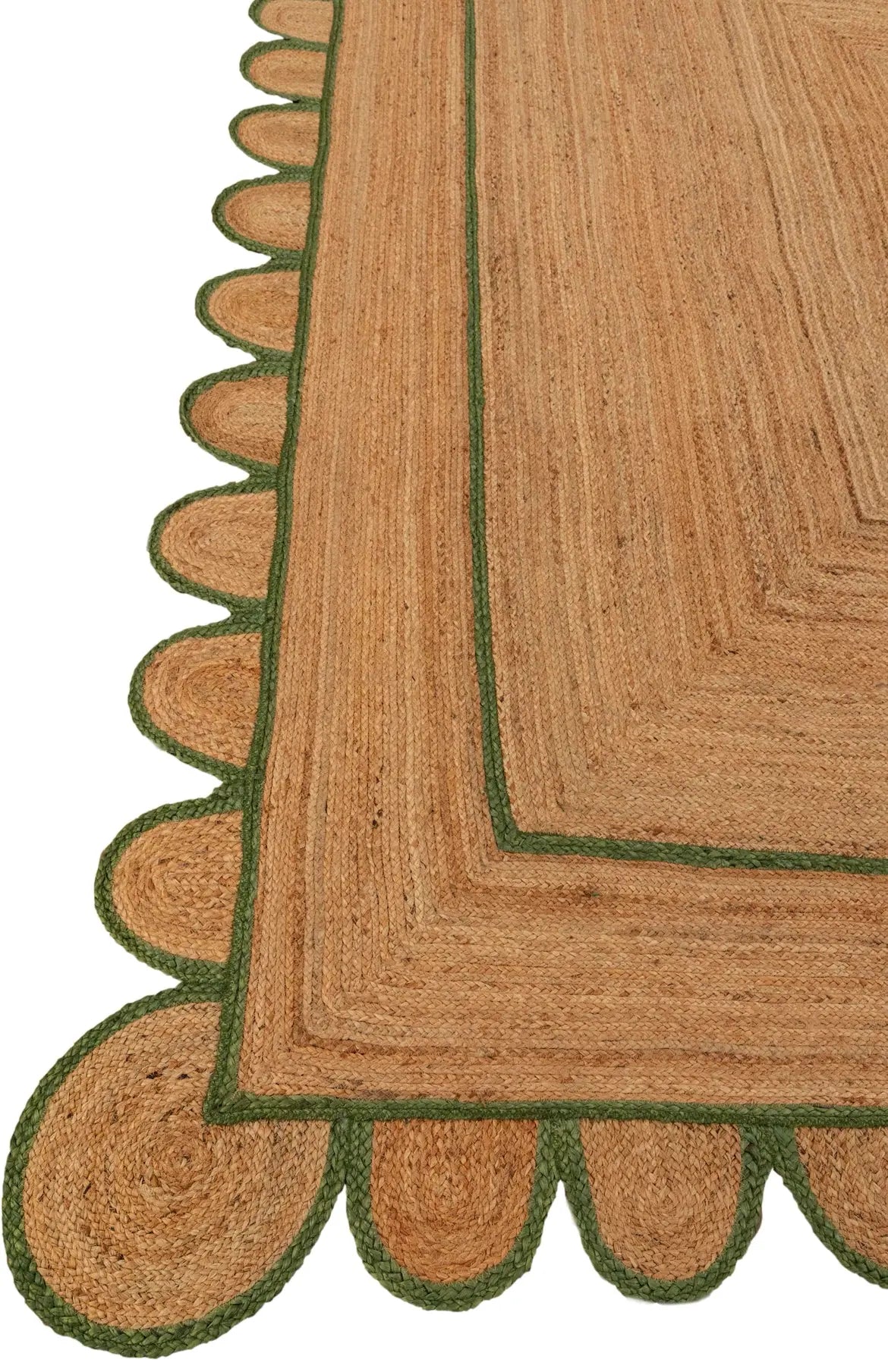 Scallop Jute with Green Border - Milagro Collective