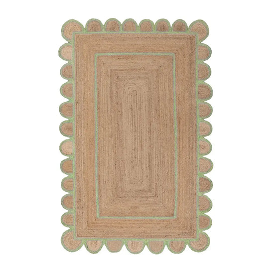 Scallop Jute with Mint Border - Milagro Collective