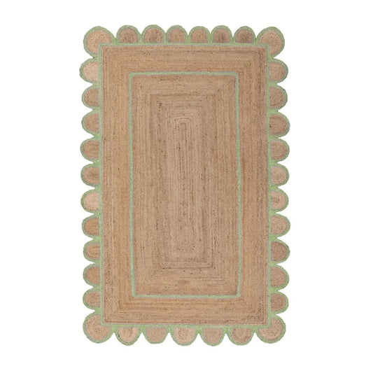 Scallop Jute with Mint Border - Milagro Collective