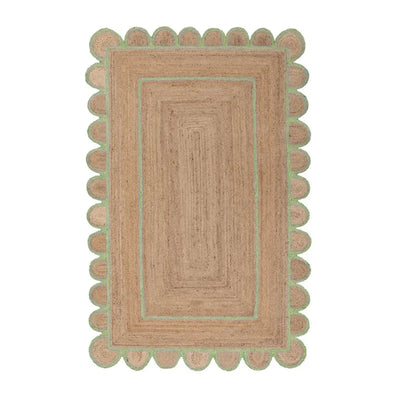 Scallop Jute with Mint Border - Milagro Collective