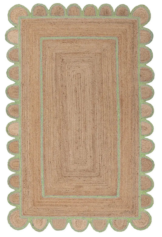 Scallop Jute with Mint Border - Milagro Collective