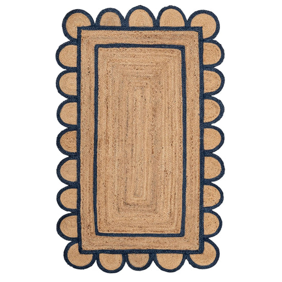 Scallop Jute with Navy Border - Milagro Collective
