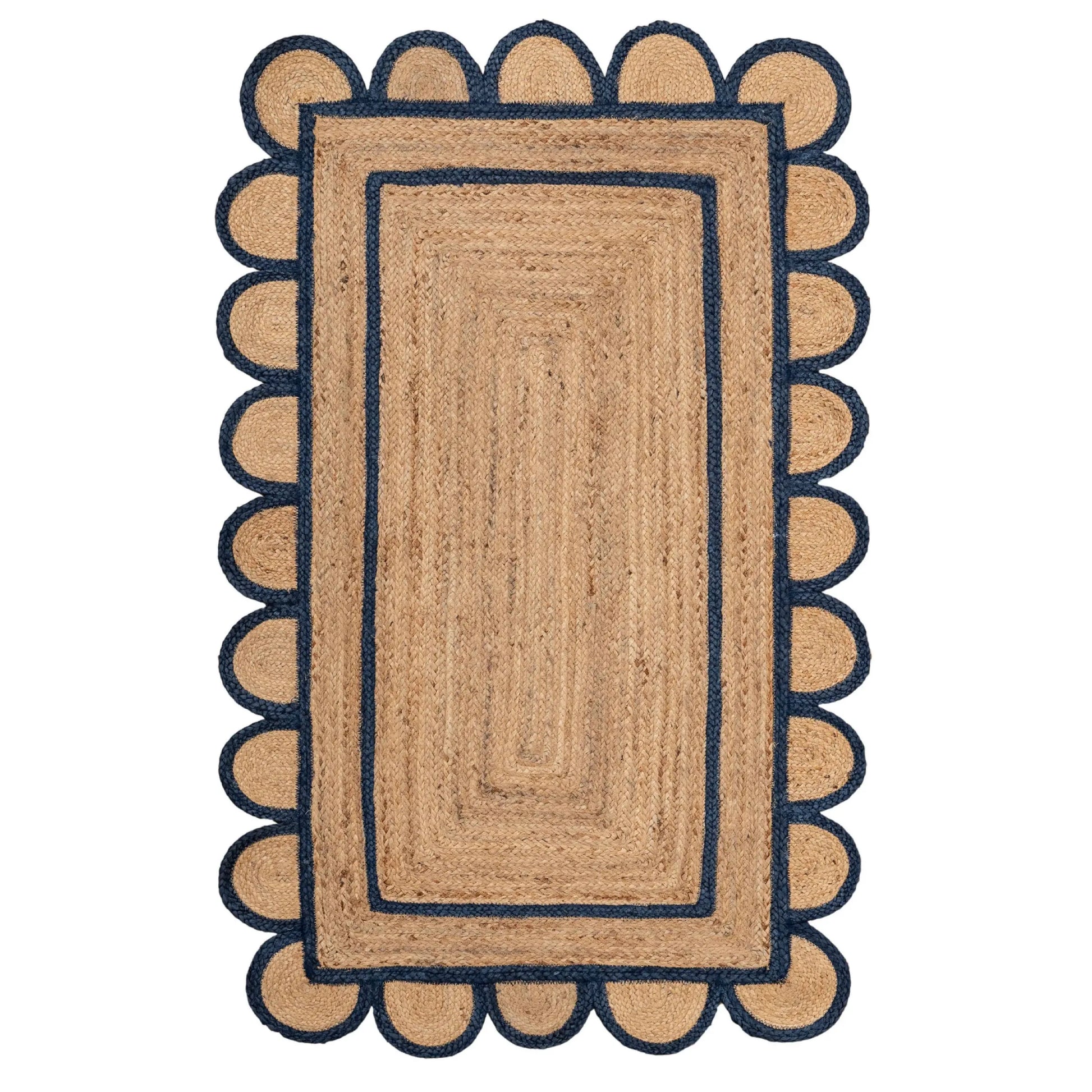 Scallop Jute with Navy Border - Milagro Collective