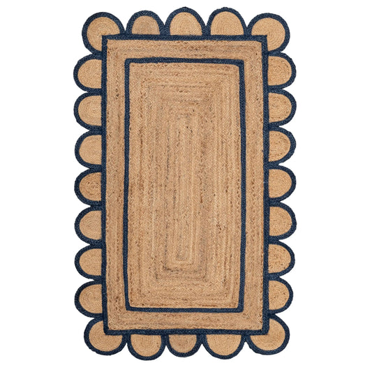 Scallop Jute with Navy Border - Milagro Collective