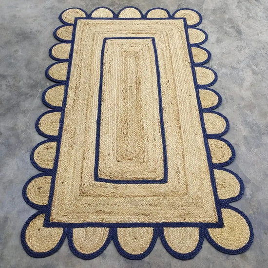 Scallop Jute with Navy Border - Milagro Collective