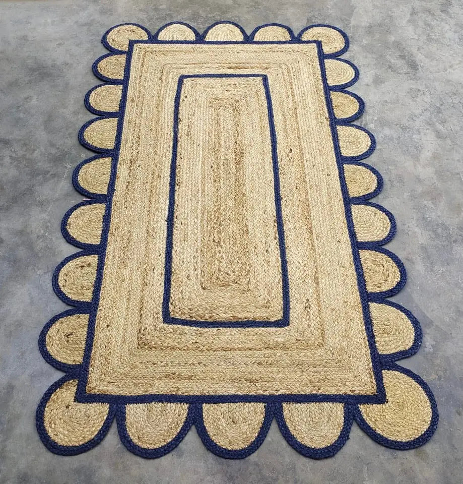 Scallop Jute with Navy Border - Milagro Collective