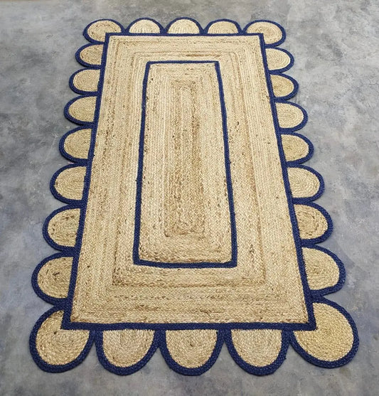 Scallop Jute with Navy Border - Milagro Collective