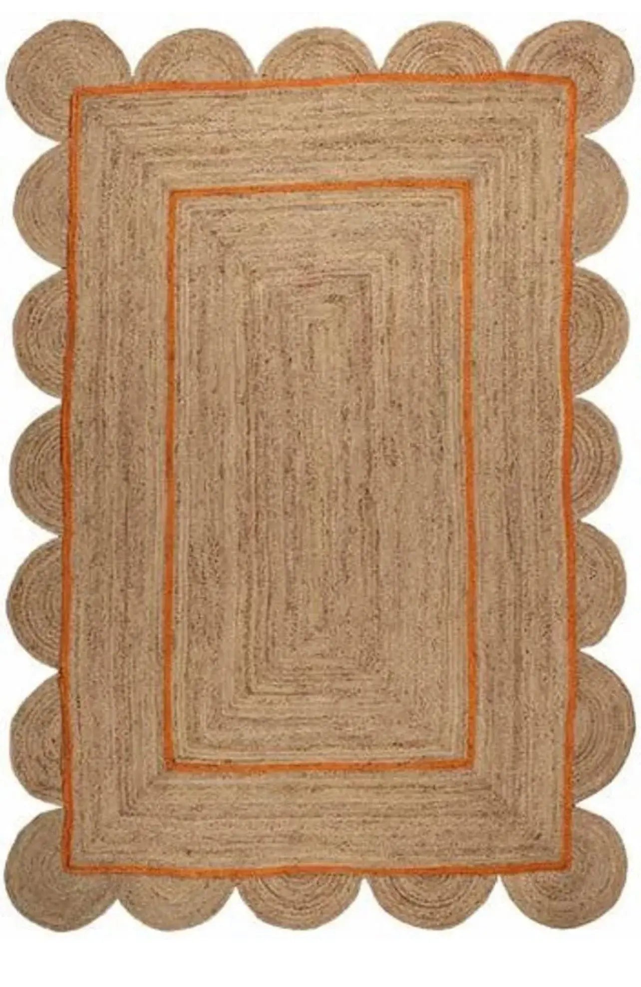 Scallop Jute with Orange Border - Milagro Collective