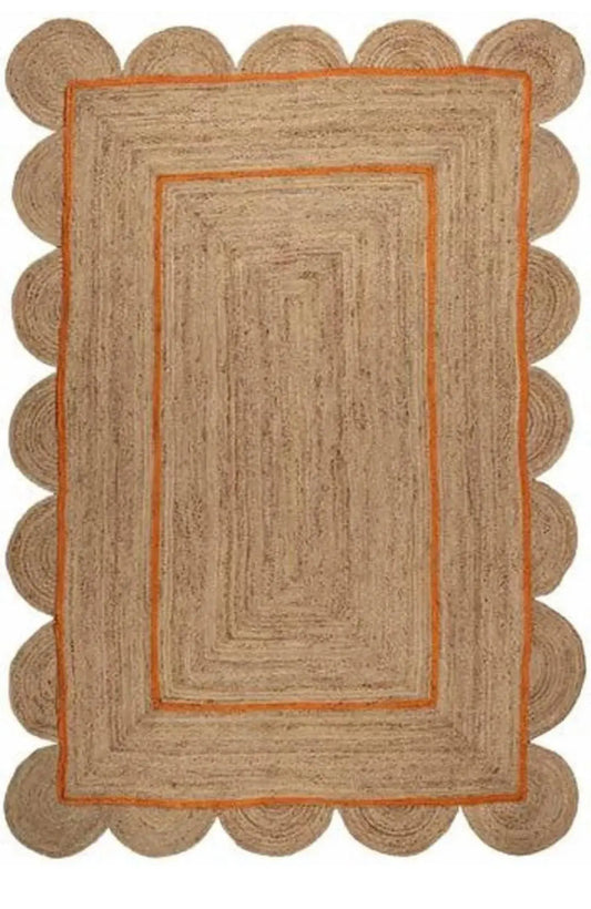 Scallop Jute with Orange Border - Milagro Collective