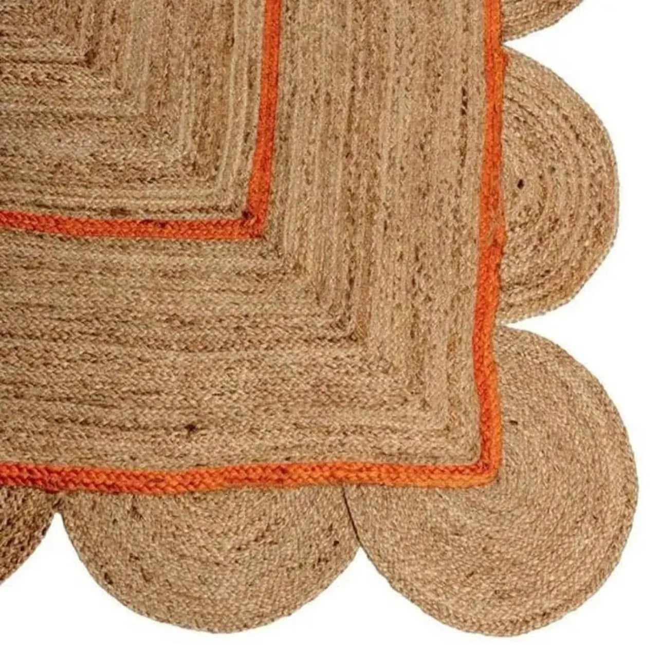 Scallop Jute with Orange Border - Milagro Collective