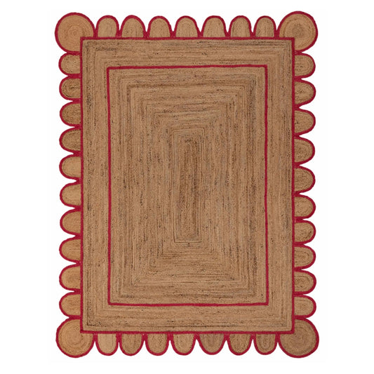 Scallop Jute with Red Border - Milagro Collective