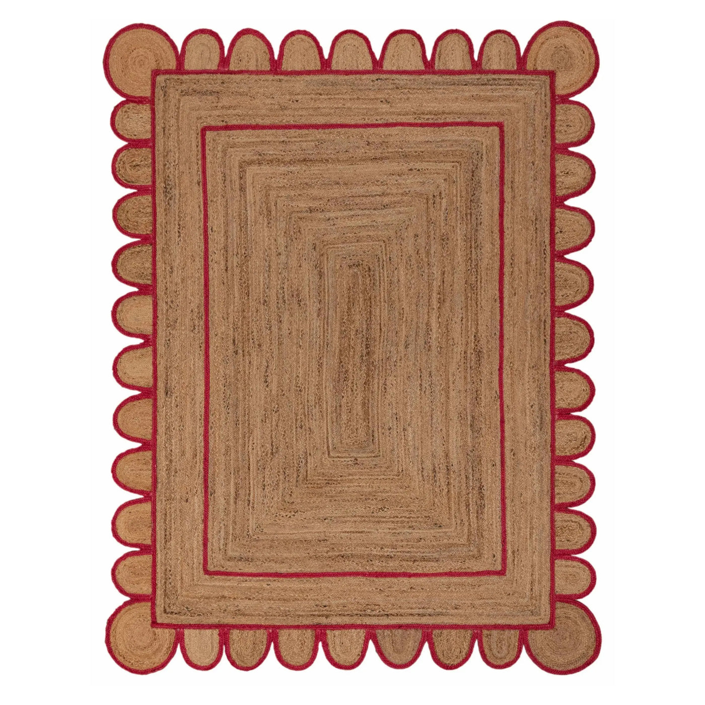 Scallop Jute with Red Border - Milagro Collective