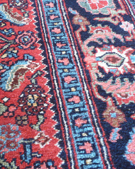 Delphine vintage persian bijar rug, detail view 6