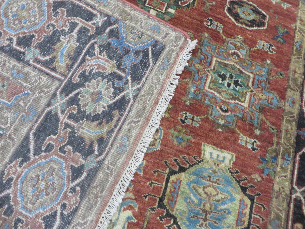 Isadora antiqued serapi heriz rug, detail view 12