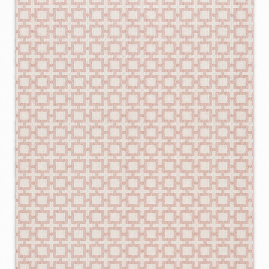 Margot Two Hues rug with blush pink square lattice on white