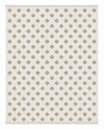 Marlowe Two Hues rug with small taupe scalloped motifs on white