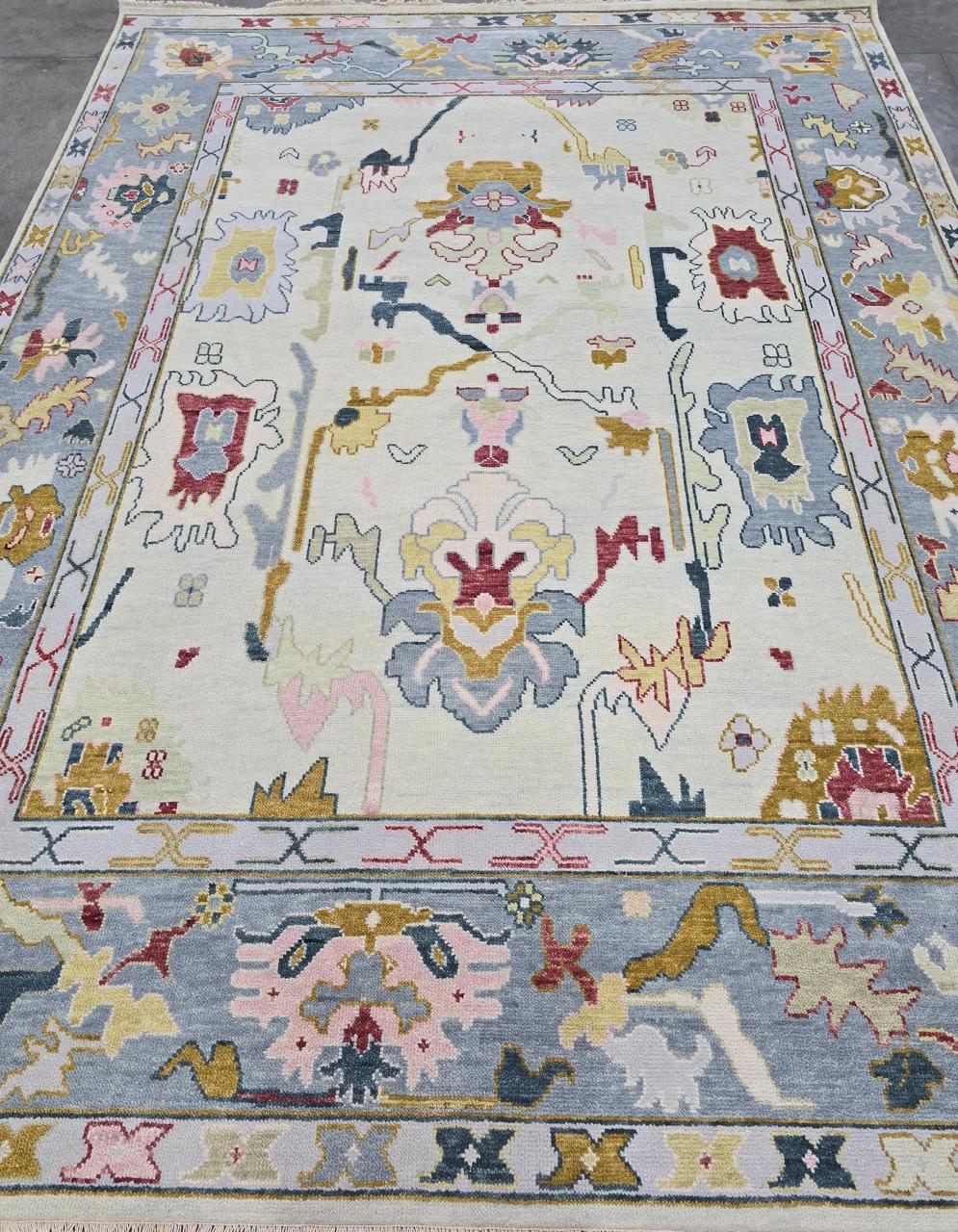 Milagro Flash Sale No. 050 — Ivory with slate blue border and burgundy accents