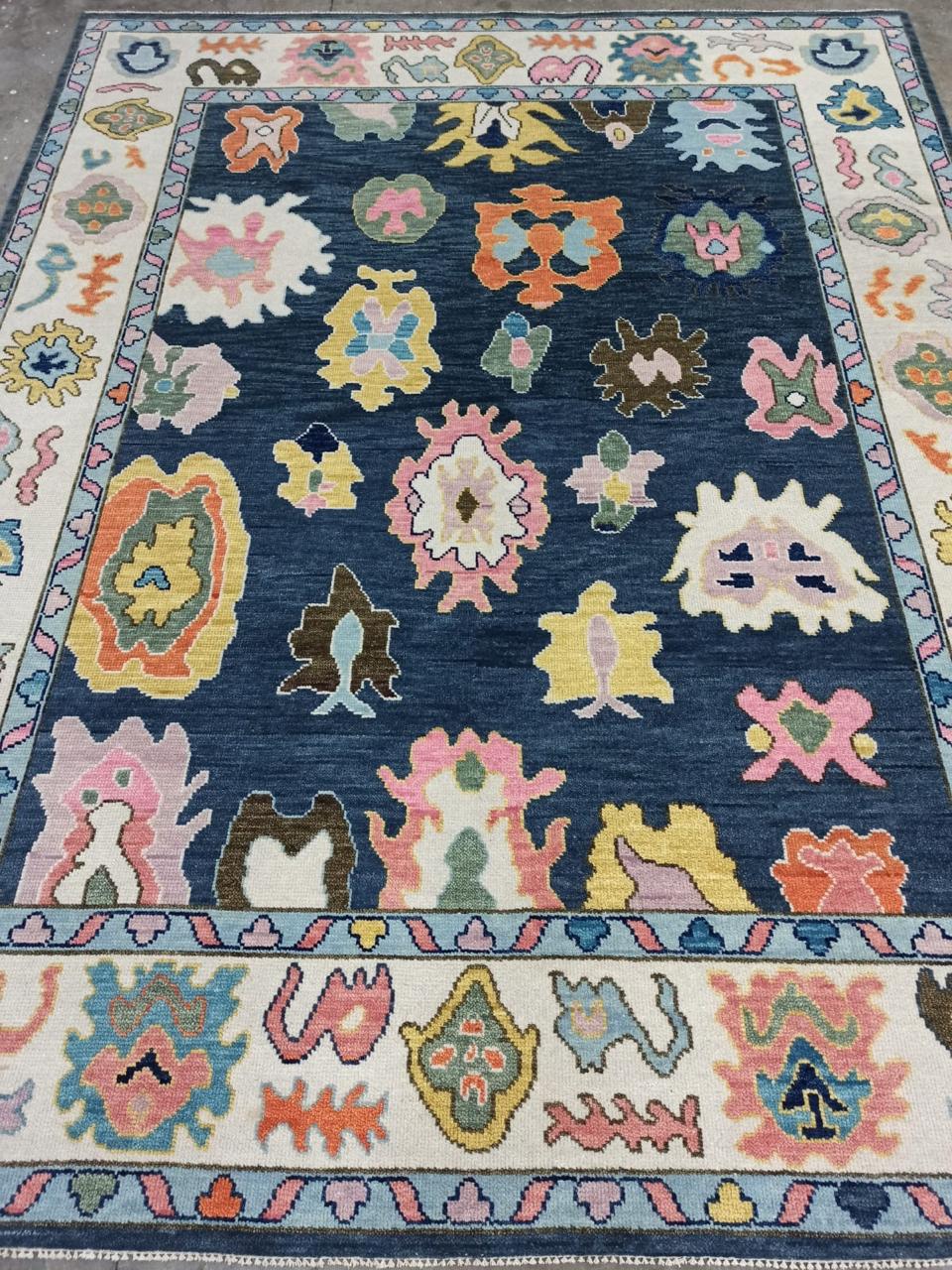 Milagro Flash Sale No. 056 — Navy with colorful motifs and an ivory border