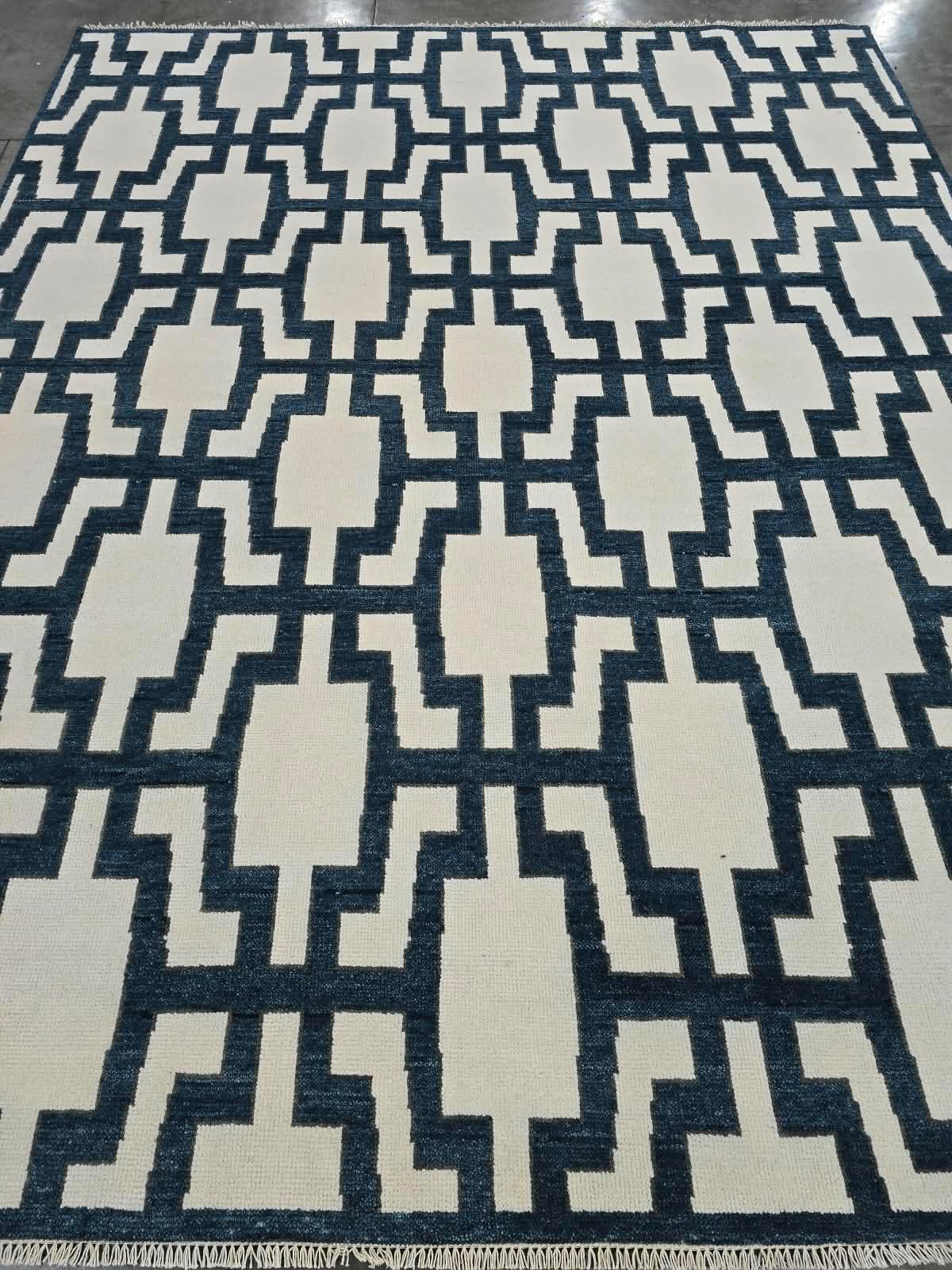 Milagro Flash Sale No. 059 — Navy and ivory geometric trellis rug
