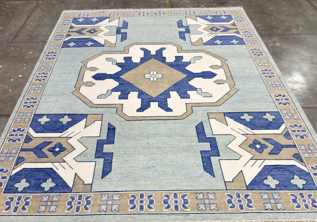 Milagro Flash Sale No. 064 — Pale blue with navy and tan geometric motifs