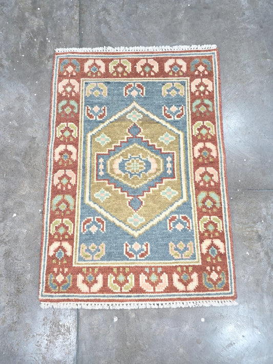 Milagro Flash Sale No. 077 — Blue medallion mini with rust border