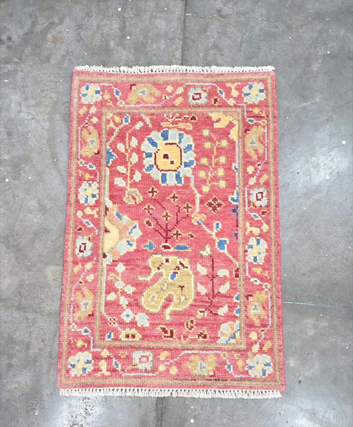 Milagro Flash Sale No. 078 — Coral red floral mini with blue and yellow accents