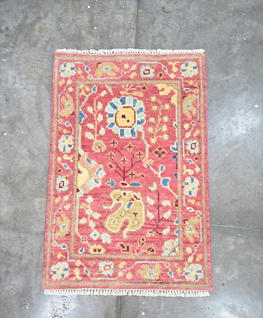 Milagro Flash Sale No. 078 — Coral red floral mini with blue and yellow accents